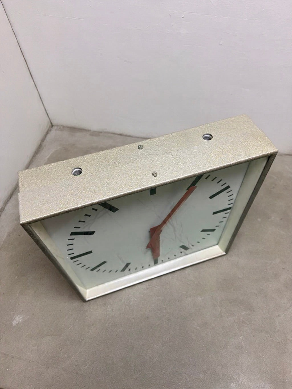 Large Czech Industrial 1970s Square Factory Clocks By Pragotron