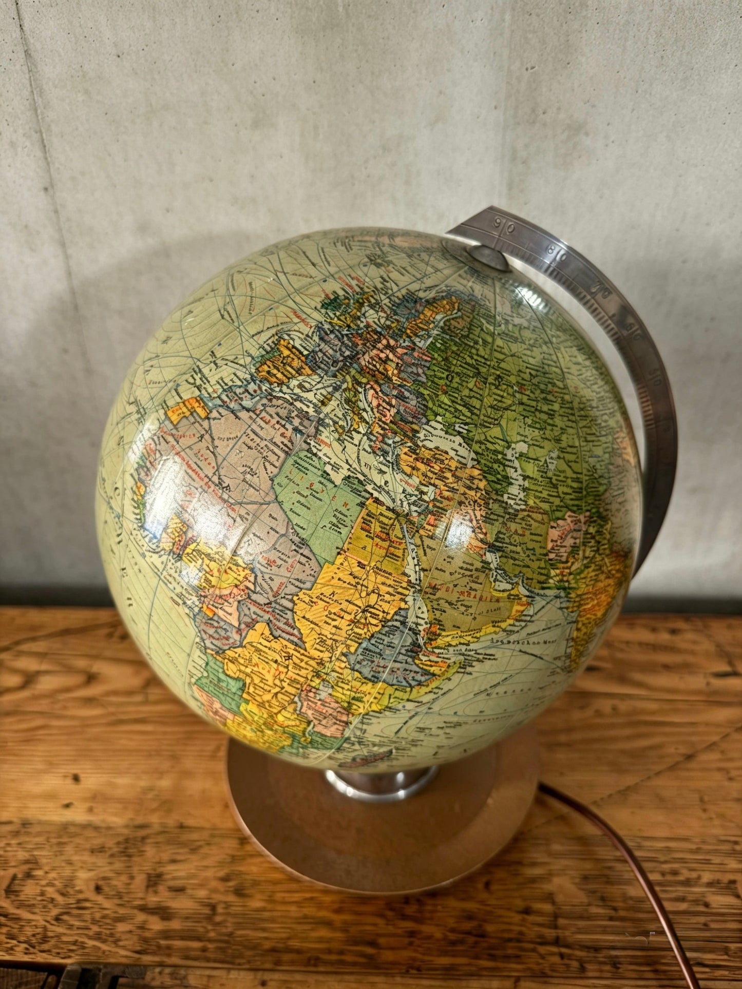 Vintage 1960s German Glass Globe Lamp By JRO Globus Munchen