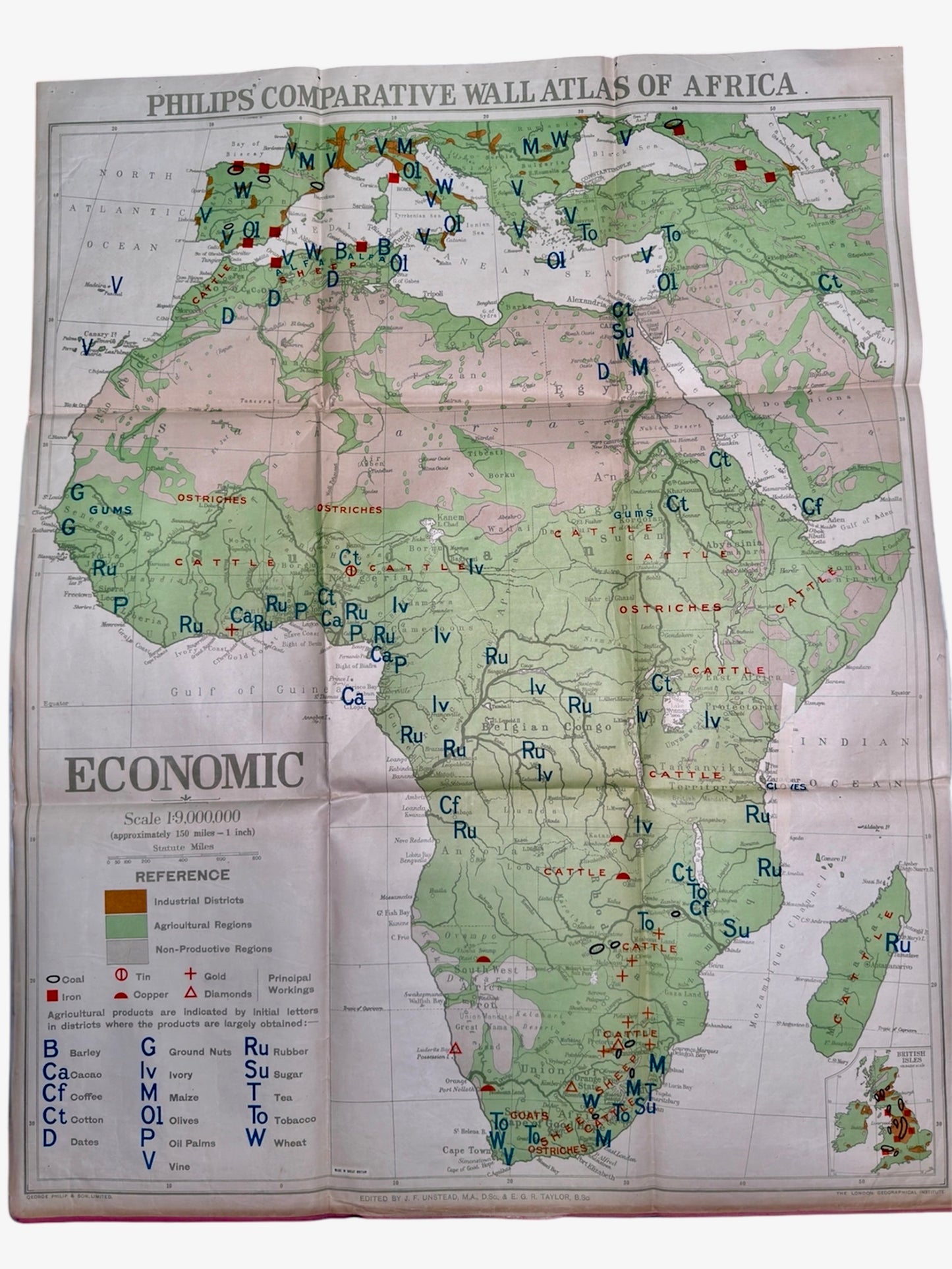Philips Comparative Wall Atlas Of Africa Circa 1950s