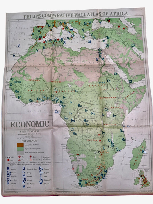 Philips Comparative Wall Atlas Of Africa Circa 1950s