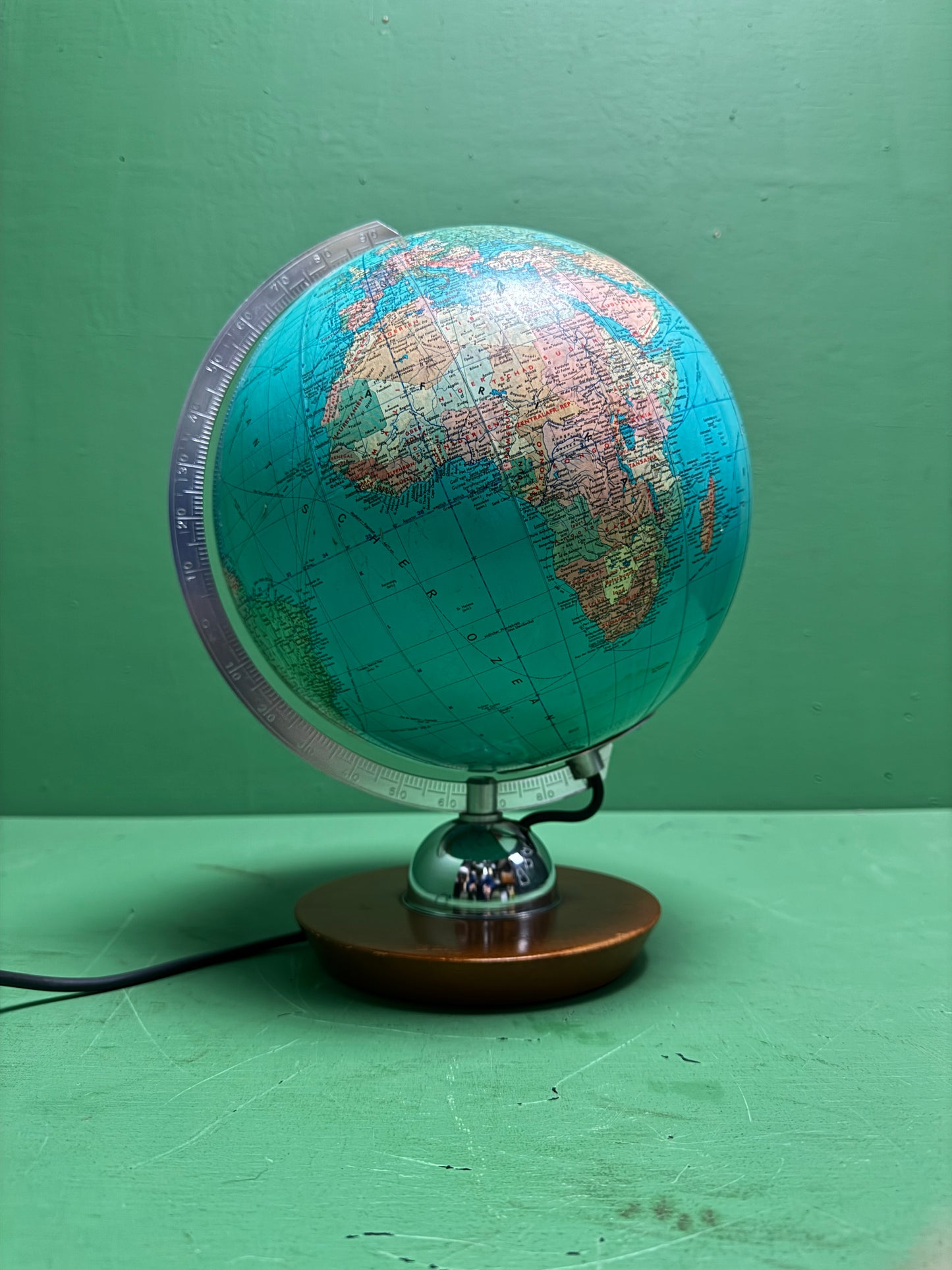 Vintage 1960s German Glass Globe Lamp By JRO Globus Munchen