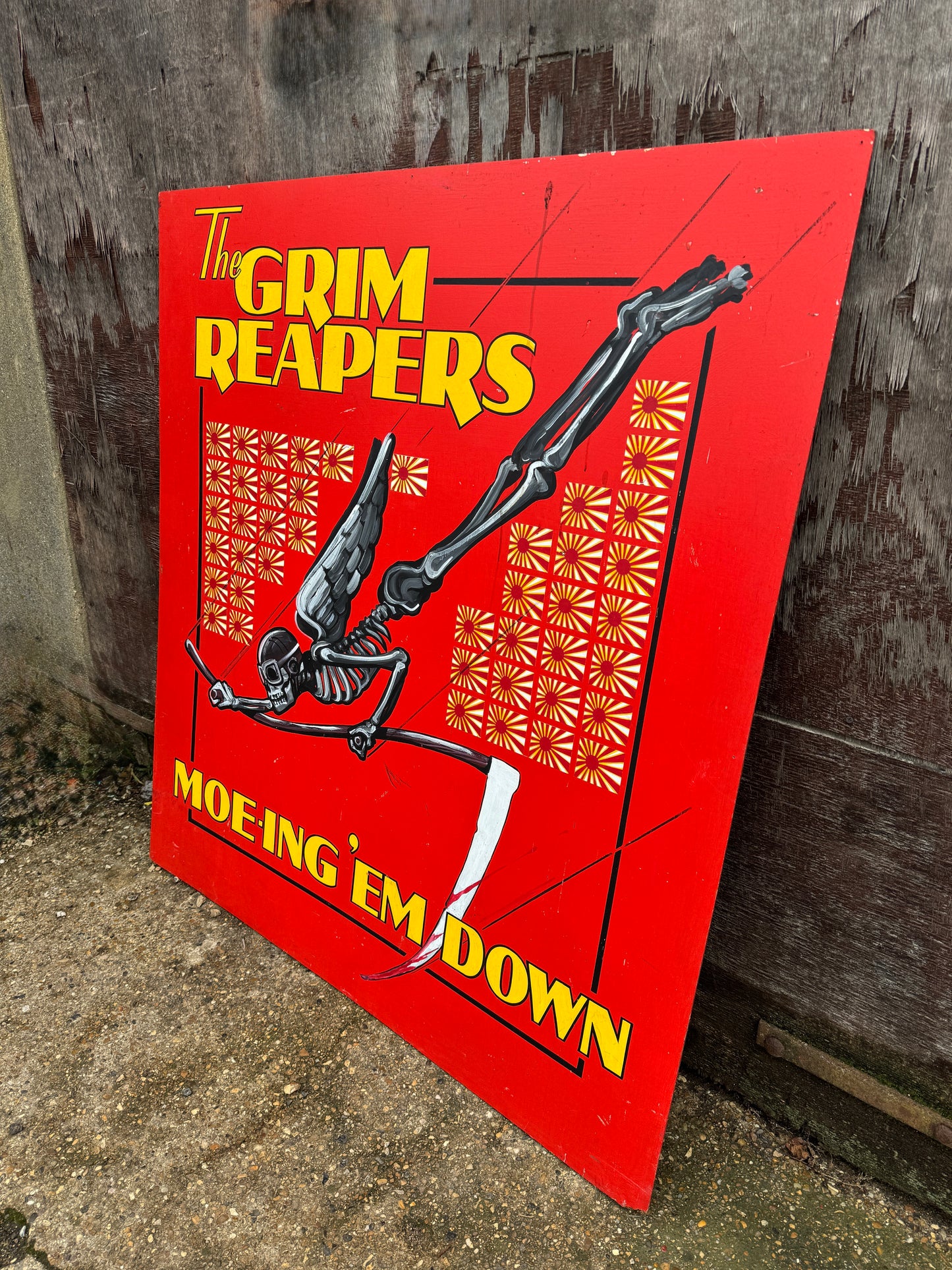WW2 American Air Force Grim Reapers Nose Art Hand Painted On Board