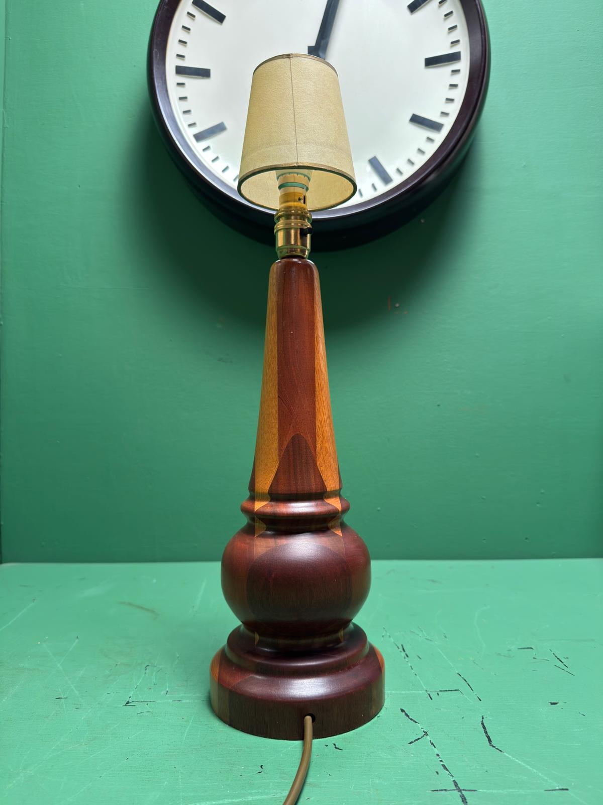 Mid Century 1960s Scandinavian Turned Teak Table Lamp