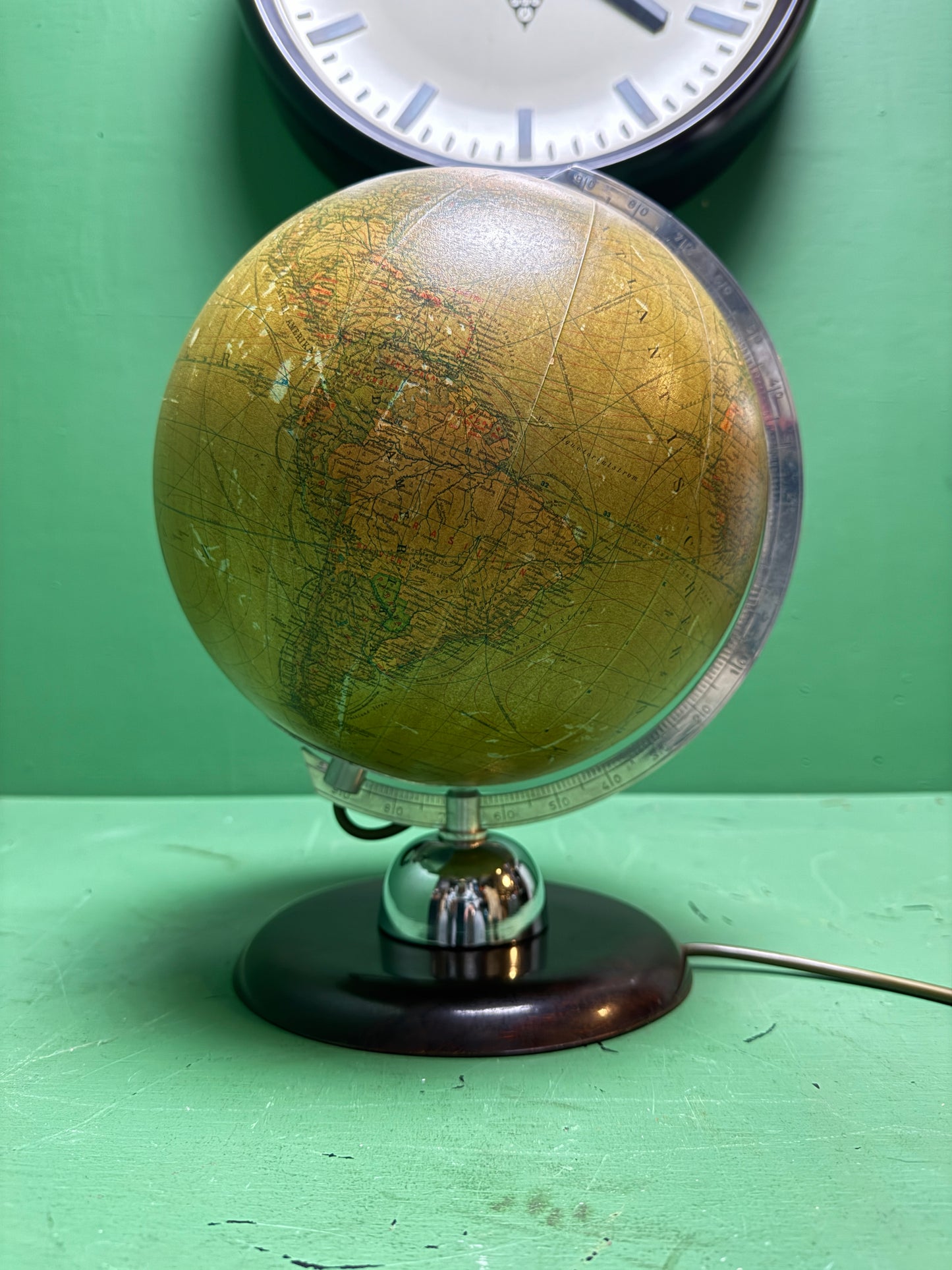 Vintage 1960s German Glass Globe Lamp By JRO Globus Munchen