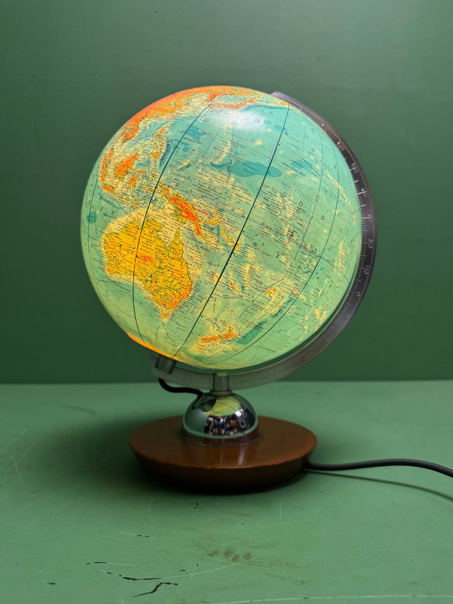 Vintage 1960s German Glass Globe Lamp By JRO Globus Munchen