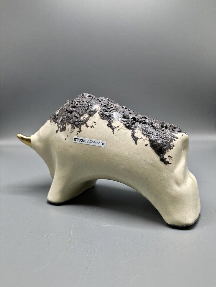 Otto Keramik Gold Edition Ceramic Bull West German Pottery Fat Lava