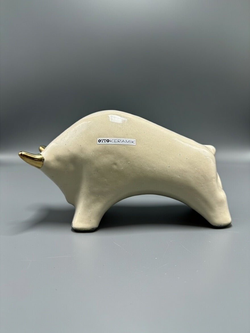 Otto Keramik Gold Edition Ceramic Bull West German Pottery Fat Lava