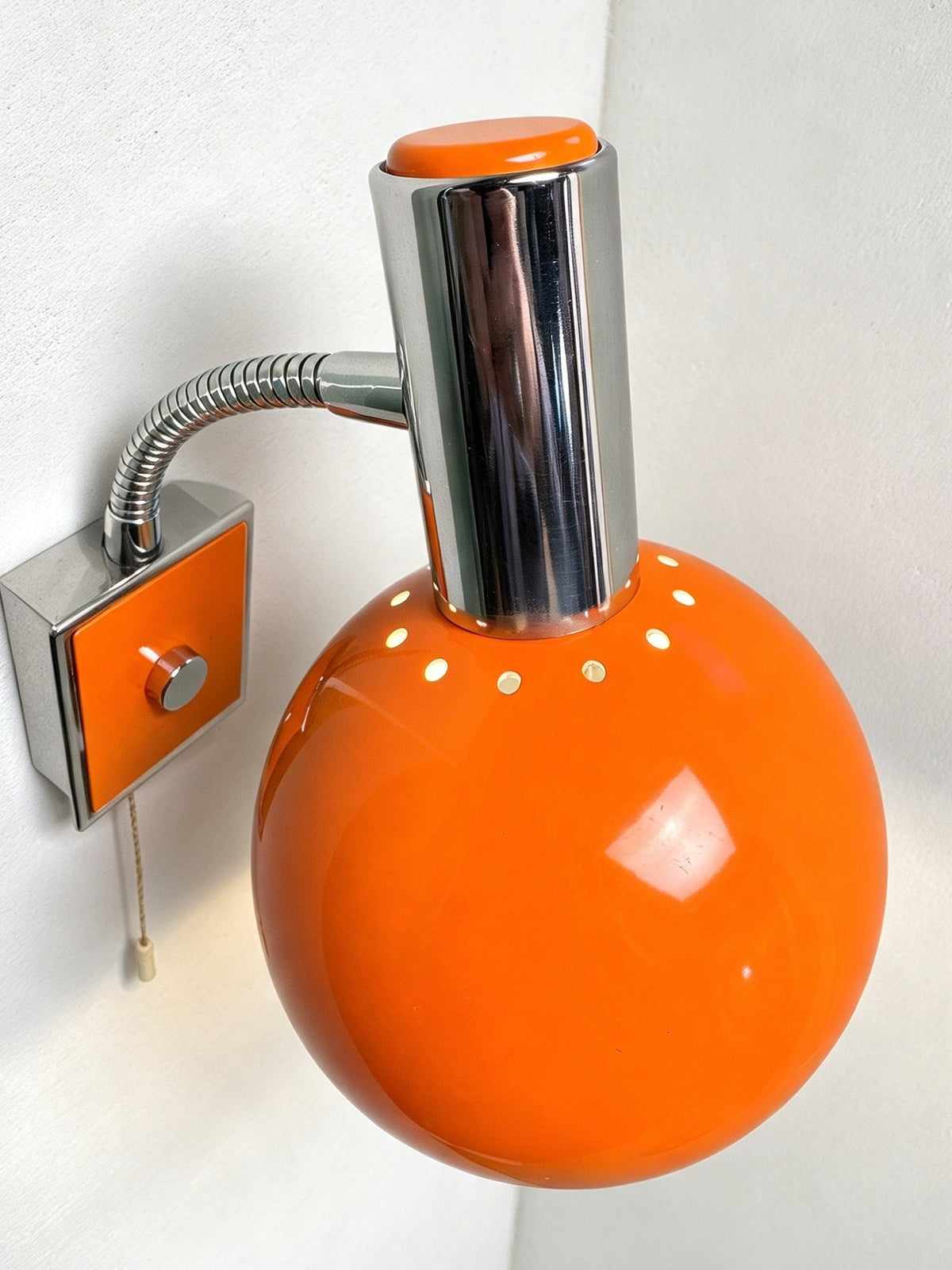 1960s Retro Orange & Chrome Wall Lamp