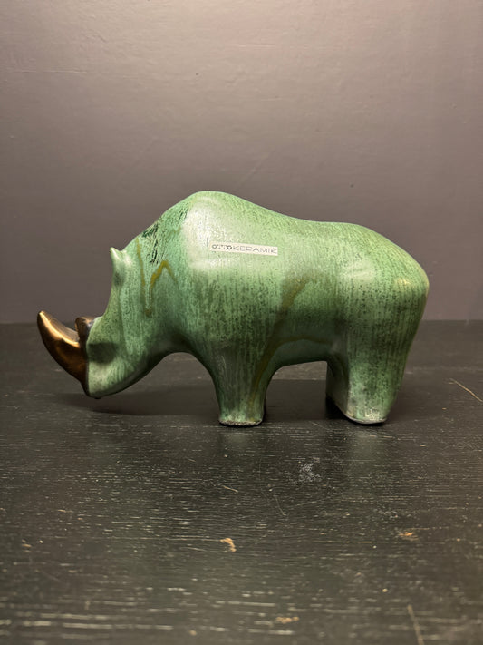 Exclusive Otto Keramik Ceramic Rhino West German Pottery Fat Lava