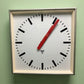 Large Czech Industrial 1970s Square Factory Clocks By Pragotron