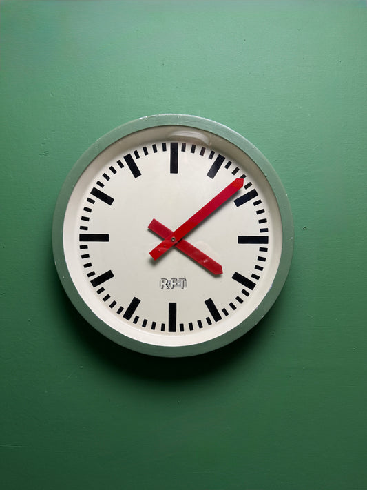 1960s East German Industrial Factory Clock By RFT
