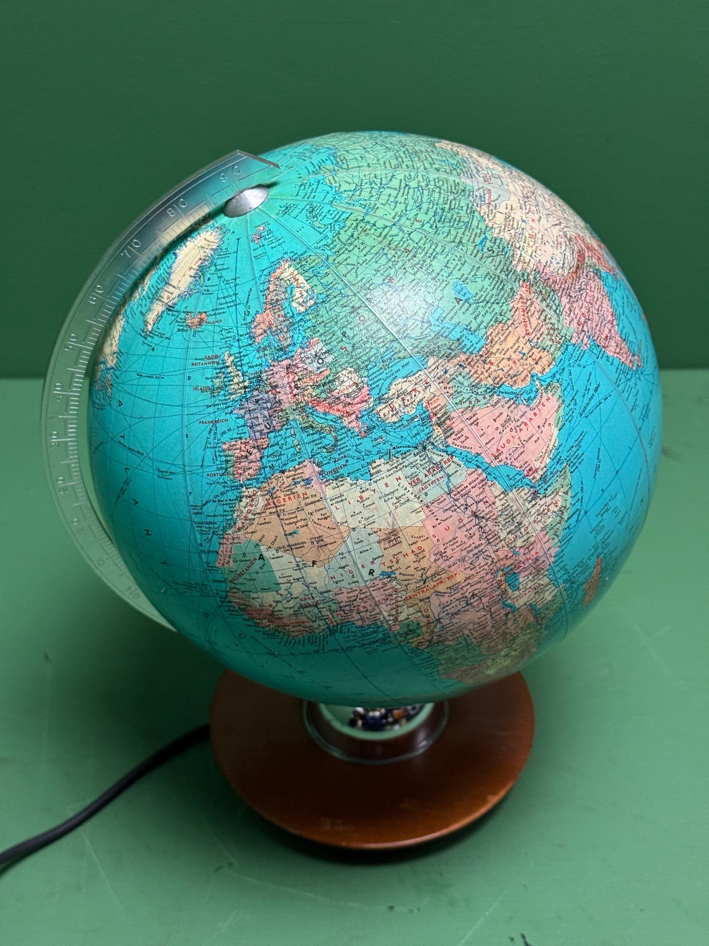 Vintage 1960s German Glass Globe Lamp By JRO Globus Munchen