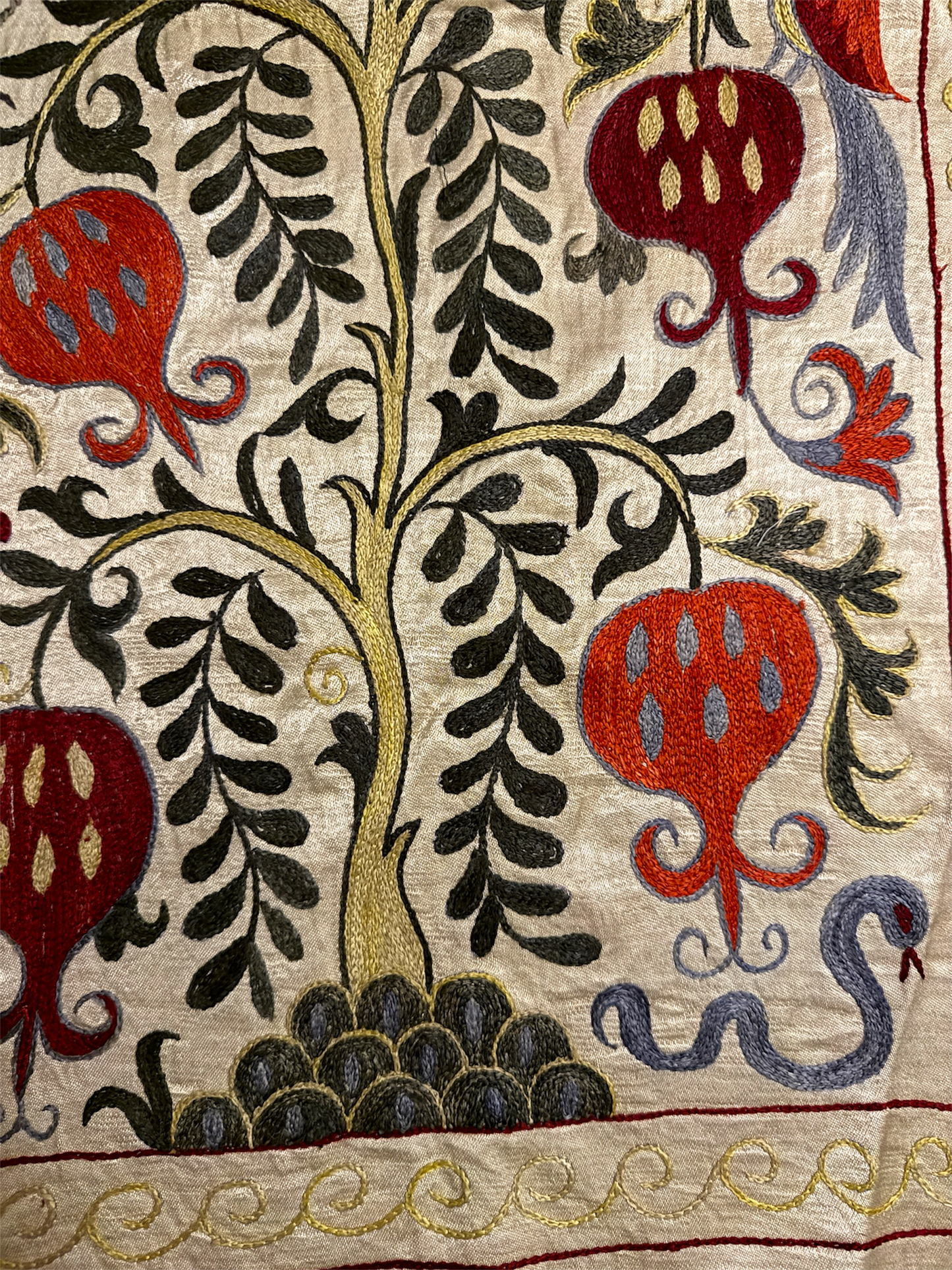 Hand Made Silk On Silk Uzbek Bukhara Suzani.