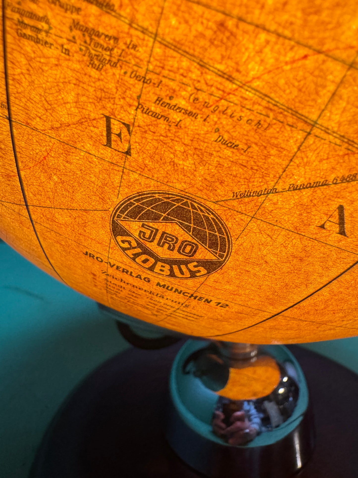 Vintage 1960s German Glass Globe Lamp By JRO Globus Munchen