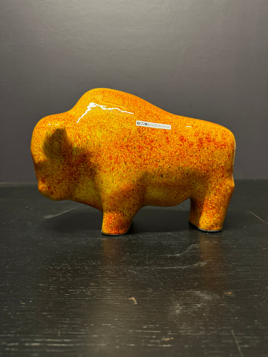 Otto Keramik Large Ceramic Bison West German Pottery Fat Lava