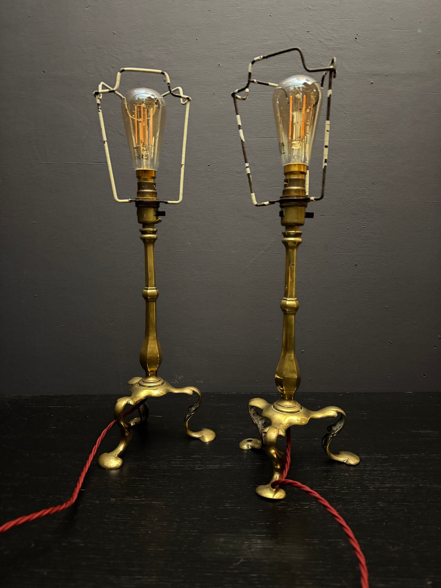 Circa 1910 Pair Of Faraday & Son Brass Pullman Lamps