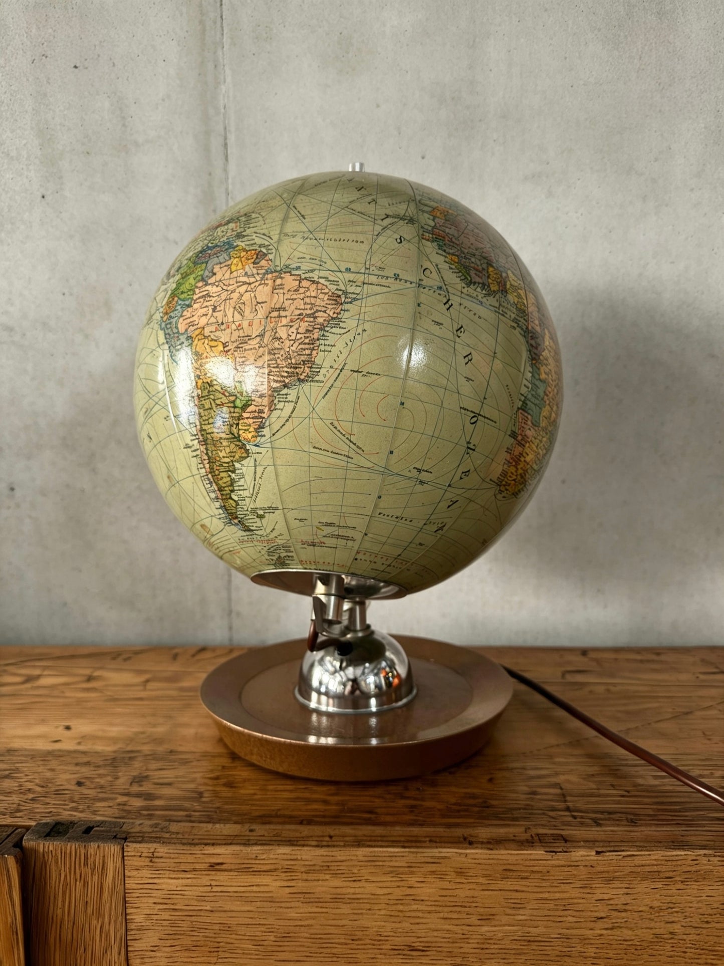 Vintage 1960s German Glass Globe Lamp By JRO Globus Munchen