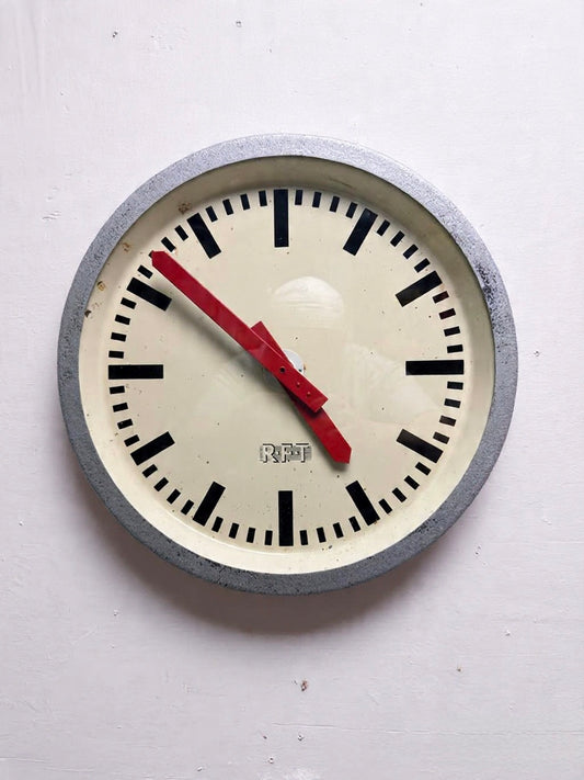 1960s East German Industrial Factory Clock By RFT