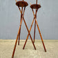 Rare Early Pair Of 1800s Campaign Washbowl Stands