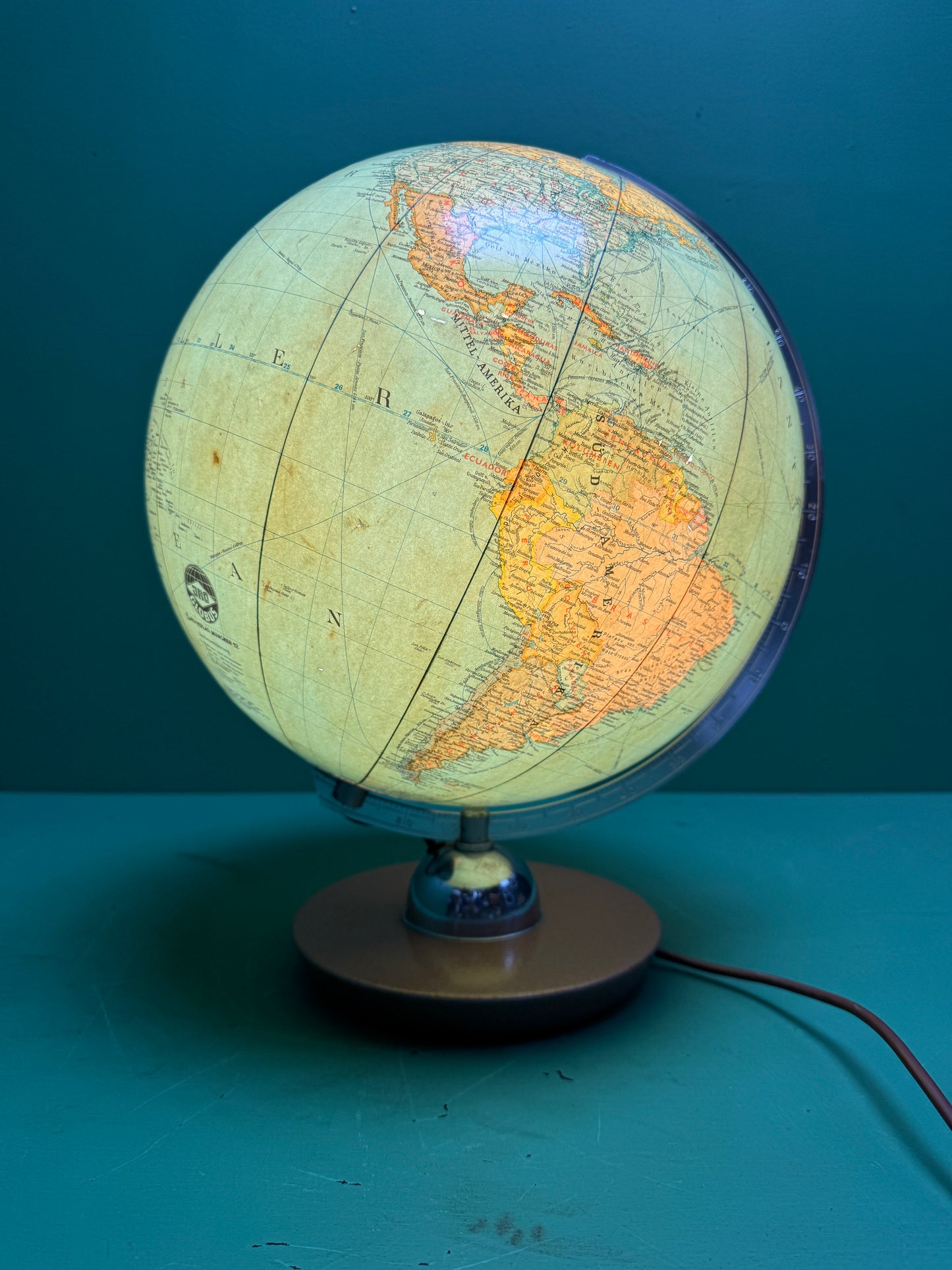 Vintage 1960s German Glass Globe Lamp By JRO Globus Munchenbh