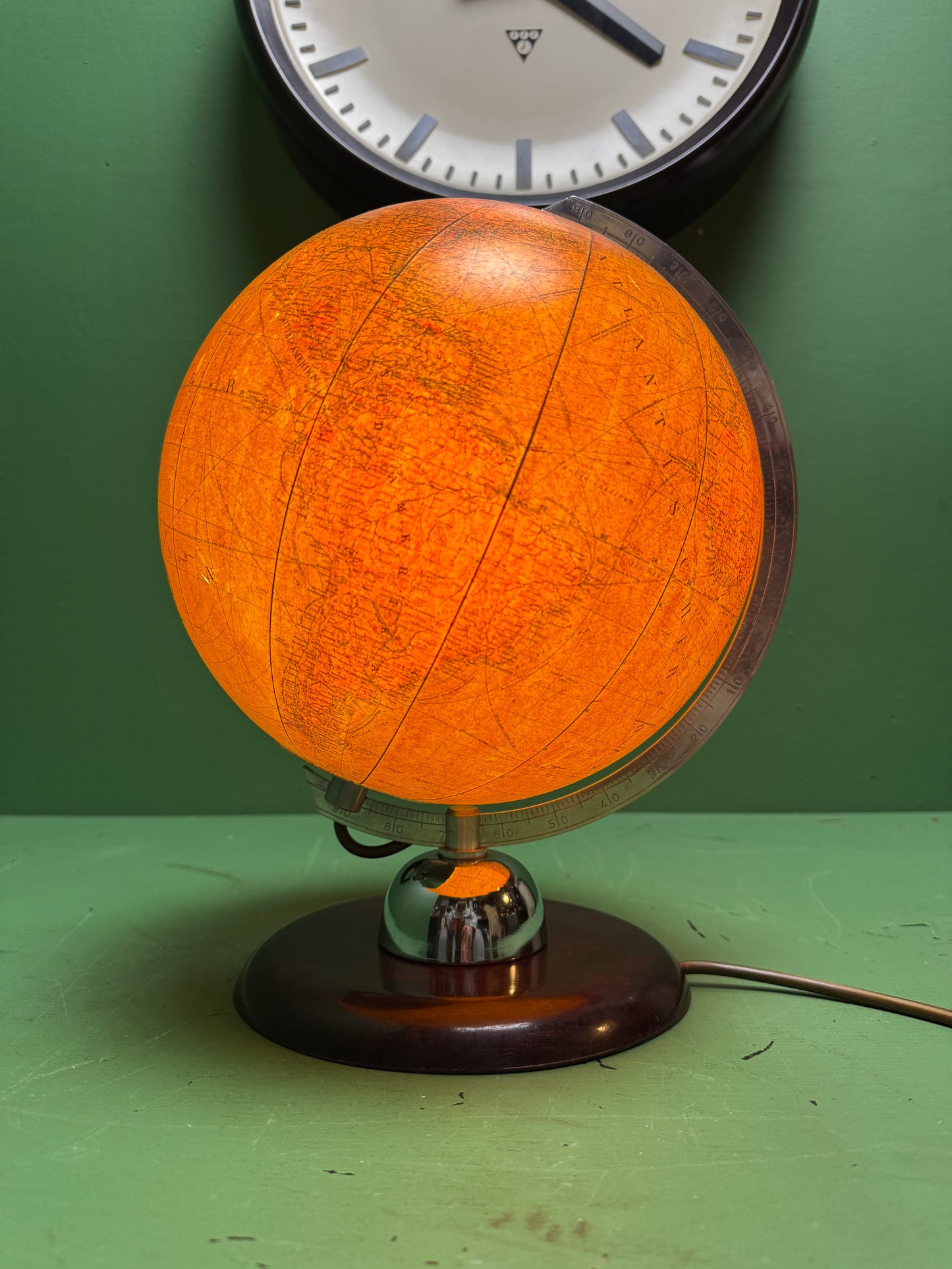 Vintage 1960s German Glass Globe Lamp By JRO Globus Munchen