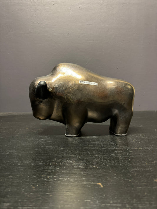 Otto Keramik Large Ceramic Bison West German Pottery Fat Lava