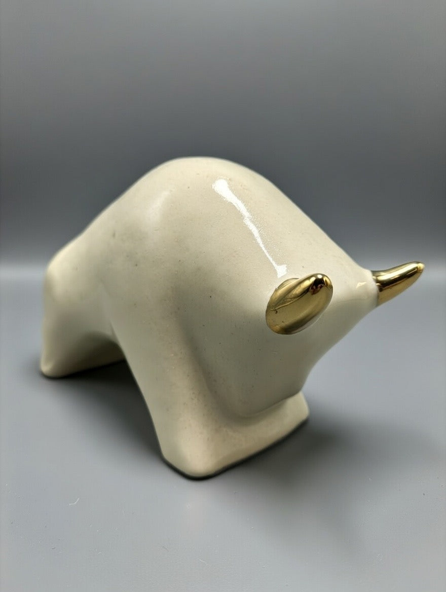 Otto Keramik Gold Edition Ceramic Bull West German Pottery Fat Lava