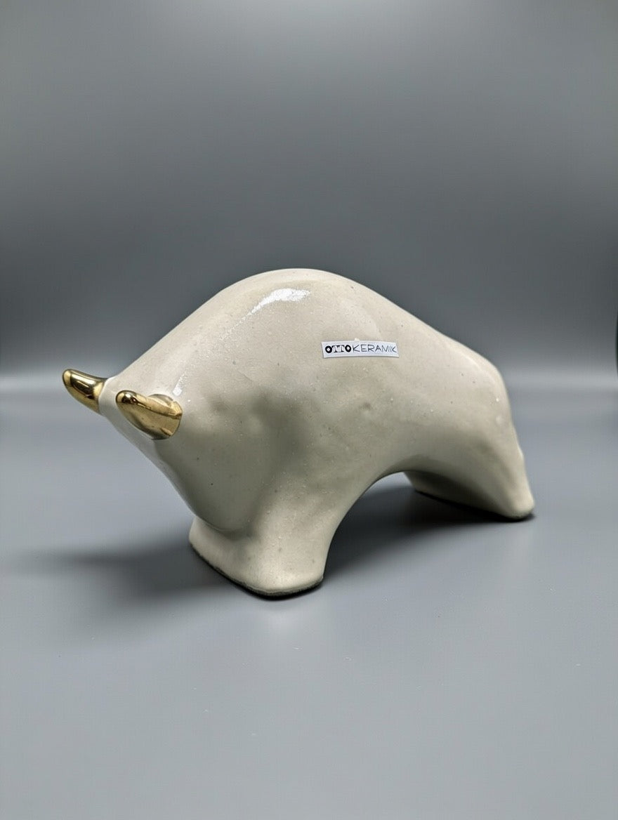 Otto Keramik Gold Edition Ceramic Bull West German Pottery Fat Lava