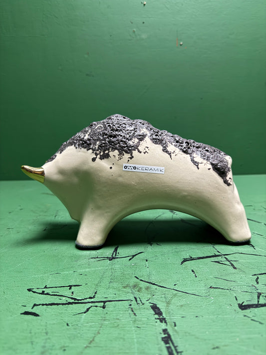 Otto Keramik Gold Edition Ceramic Bull West German Pottery Fat Lava