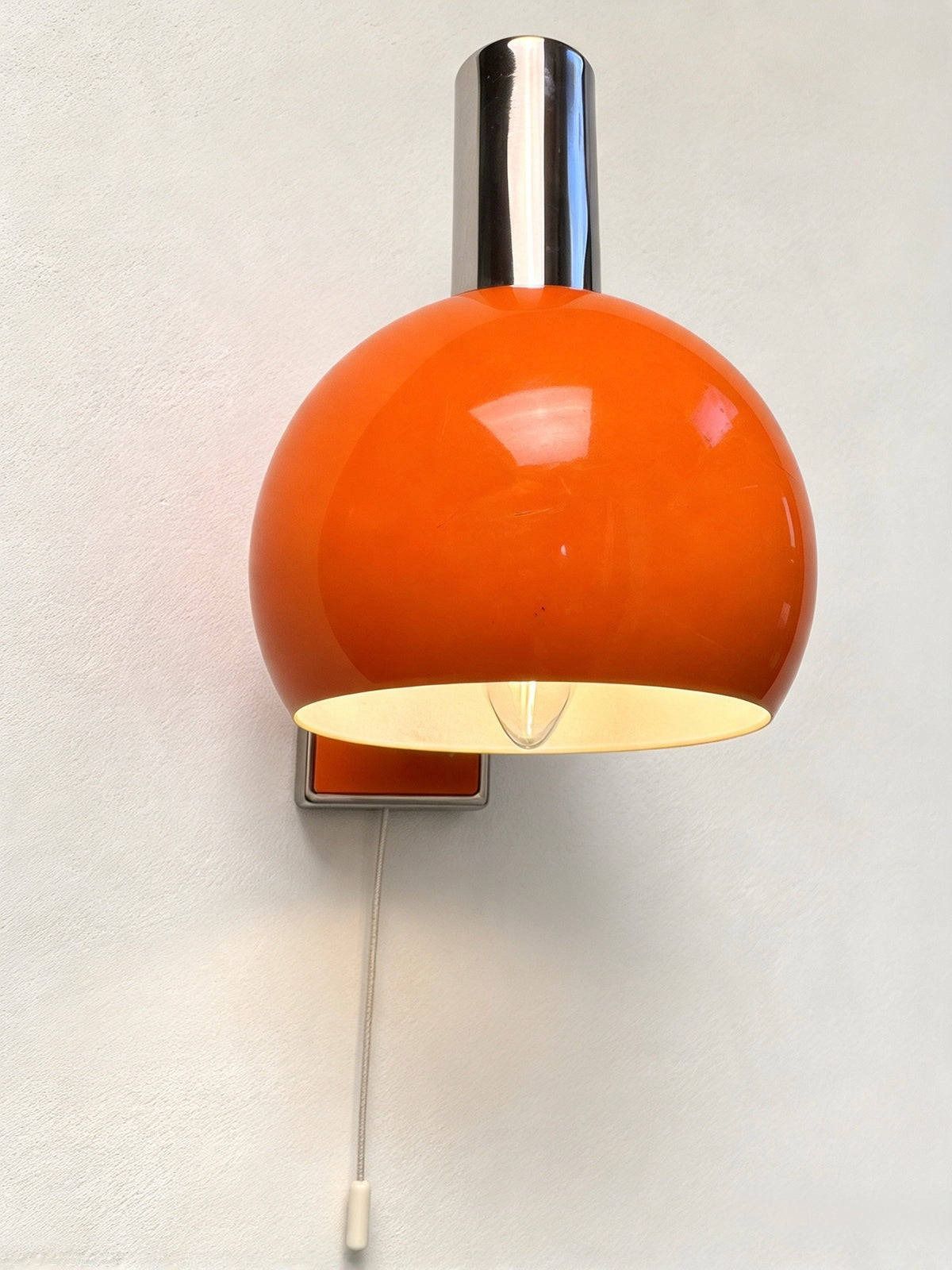 1960s Retro Orange & Chrome Wall Lamp