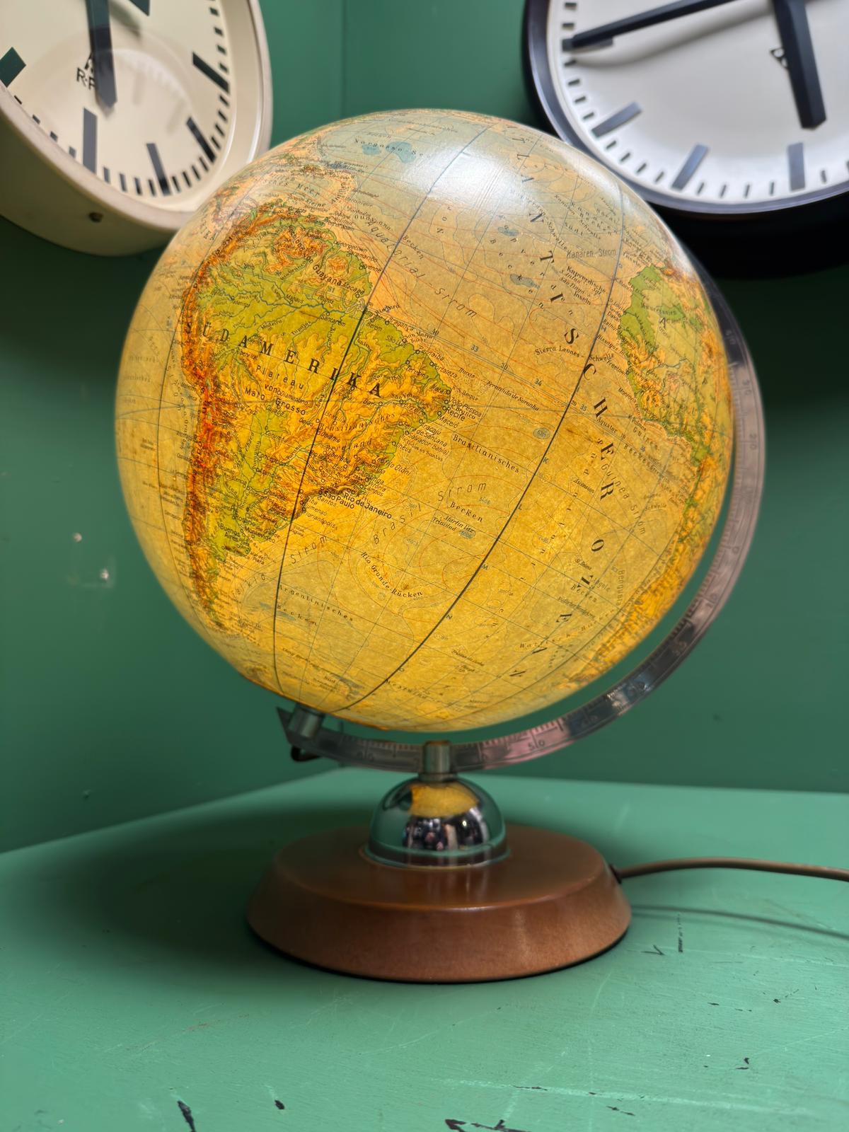 Vintage 1960s German Glass Globe Lamp By JRO Globus Munchen