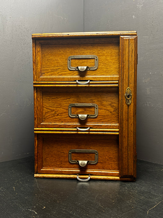 Early 1900s Oak Flip Drawer Filing Cabinet By Stolzenberg Germany