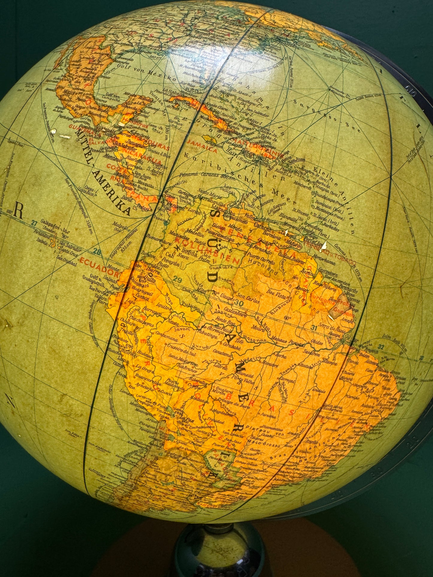 Vintage 1960s German Glass Globe Lamp By JRO Globus Munchenbh