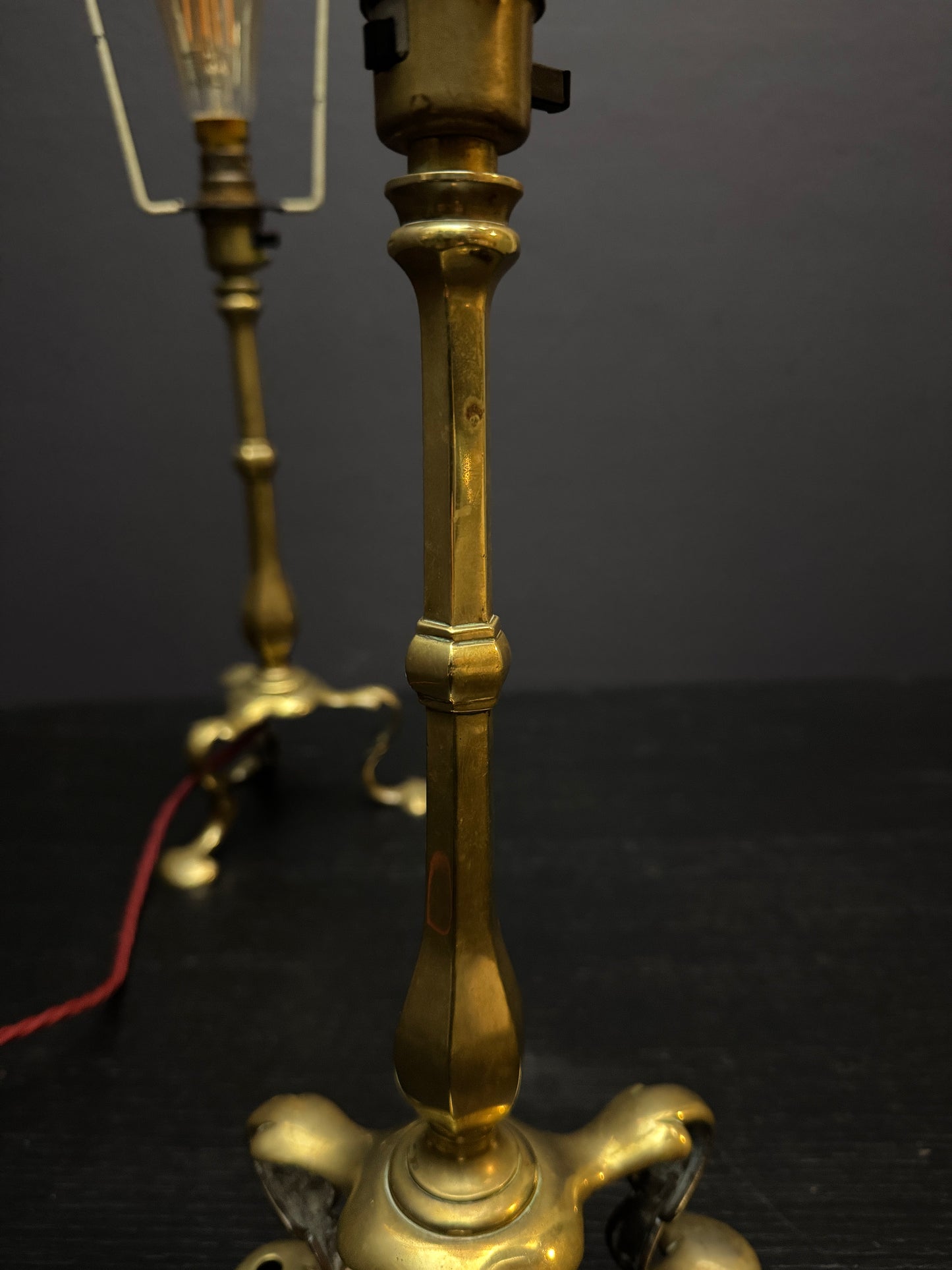 Circa 1910 Pair Of Faraday & Son Brass Pullman Lamps