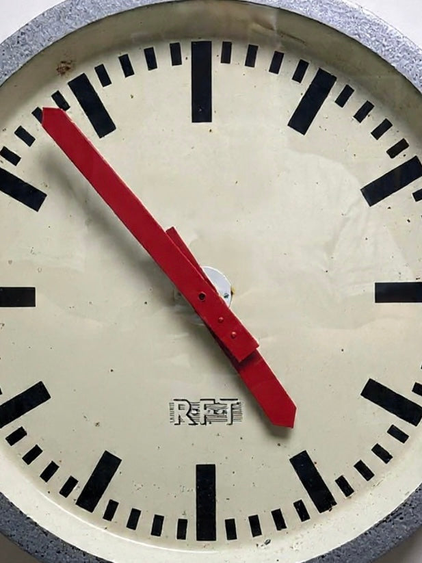 1960s East German Industrial Factory Clock By RFT