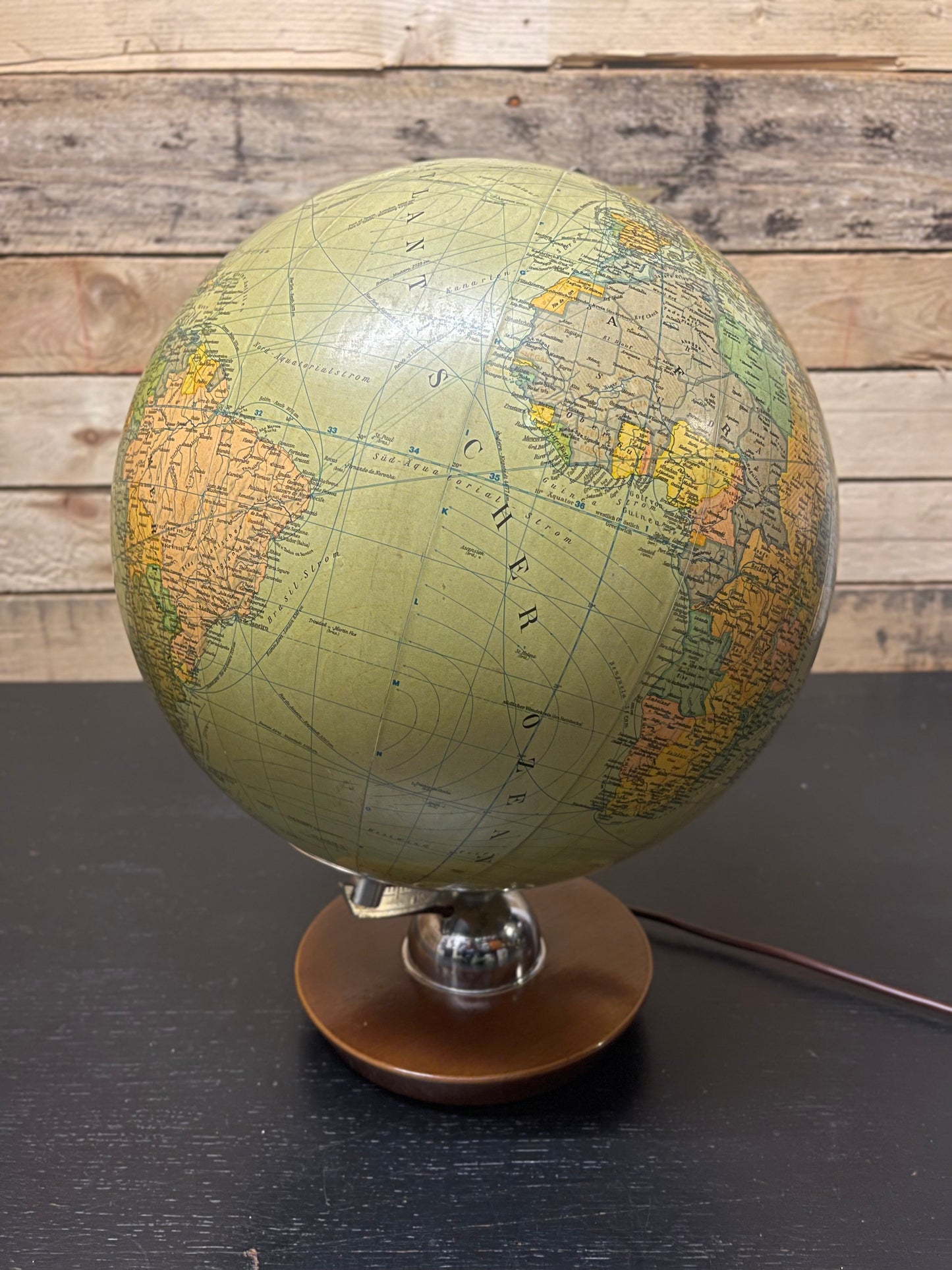 Vintage 1960s German Glass Globe Lamp By JRO Globus Munchen