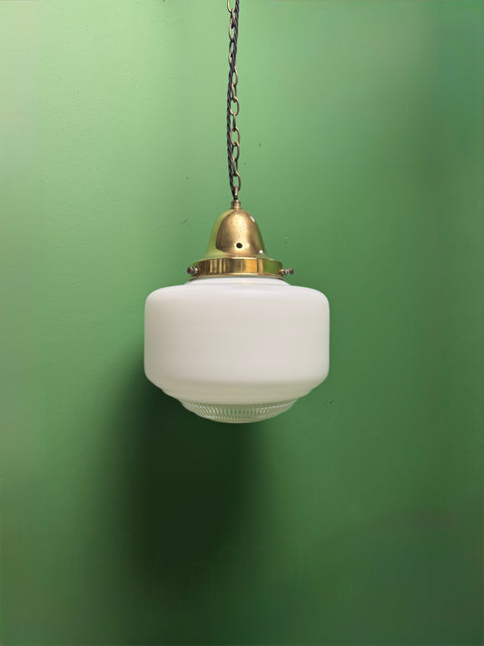 1930s Opaline Pendant Lights With Original Diffusers