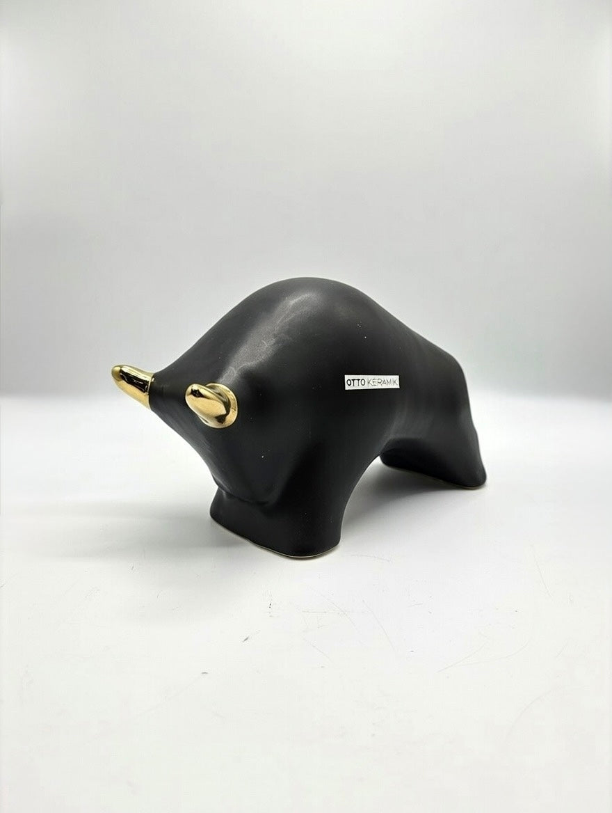 Otto Keramik Gold Edition Ceramic Bull West German Pottery Fat Lava