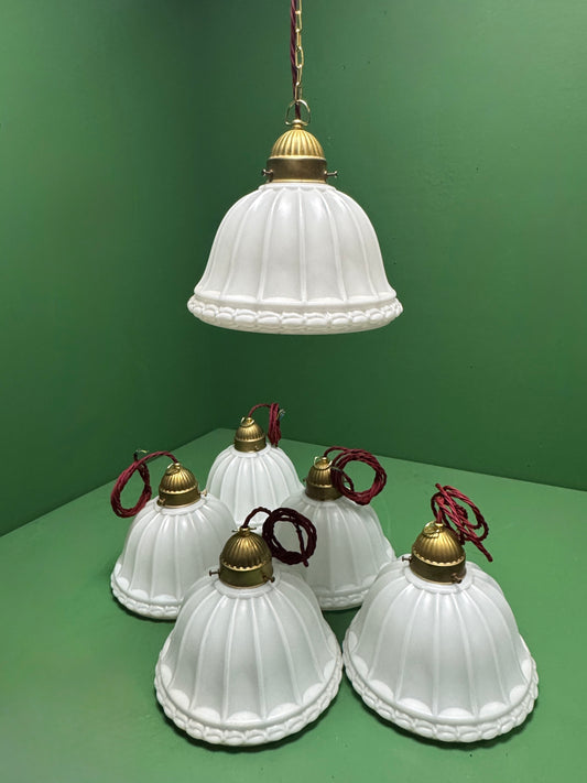 1920s Opal Glass Pendant Light