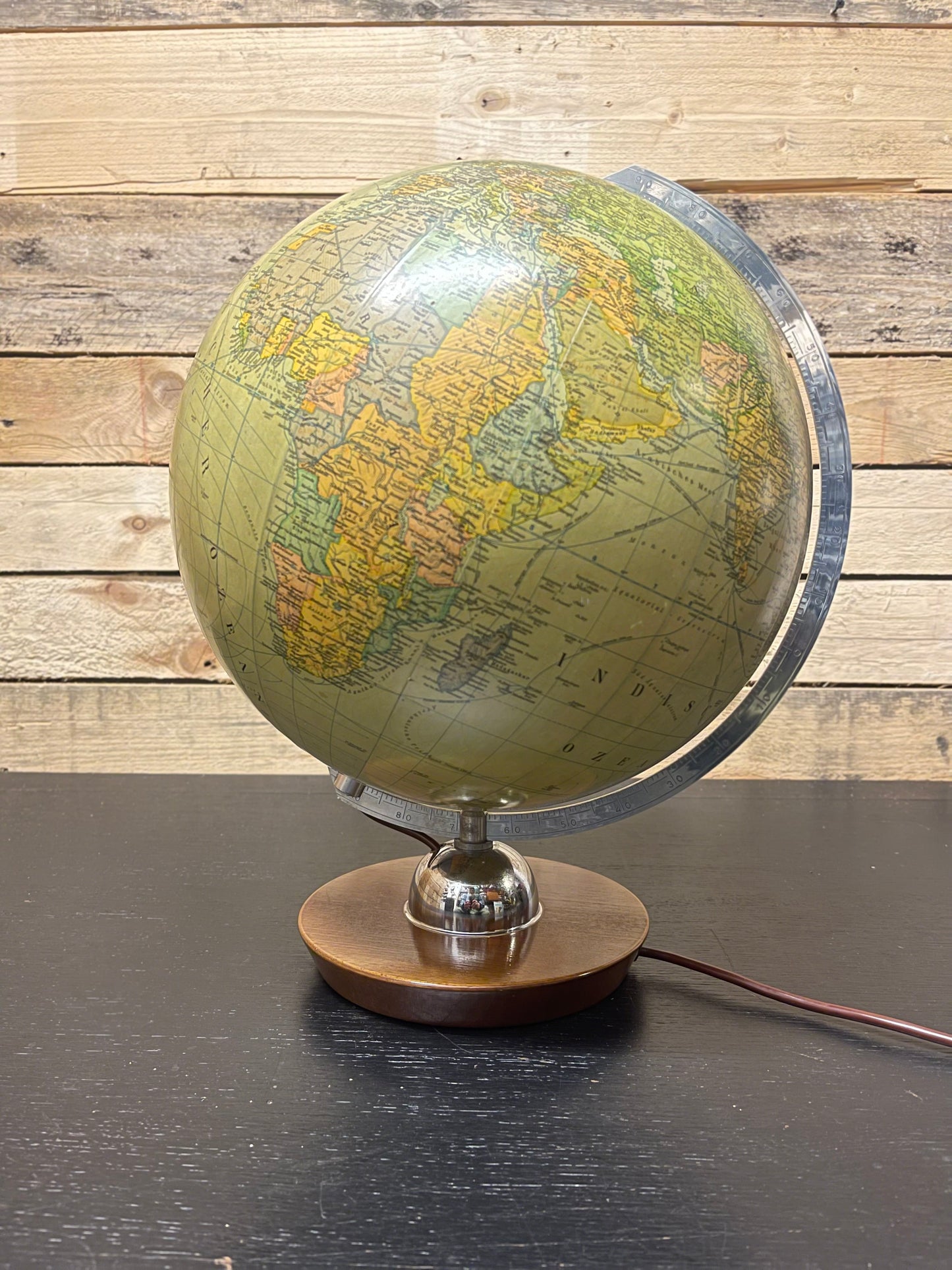 Vintage 1960s German Glass Globe Lamp By JRO Globus Munchen