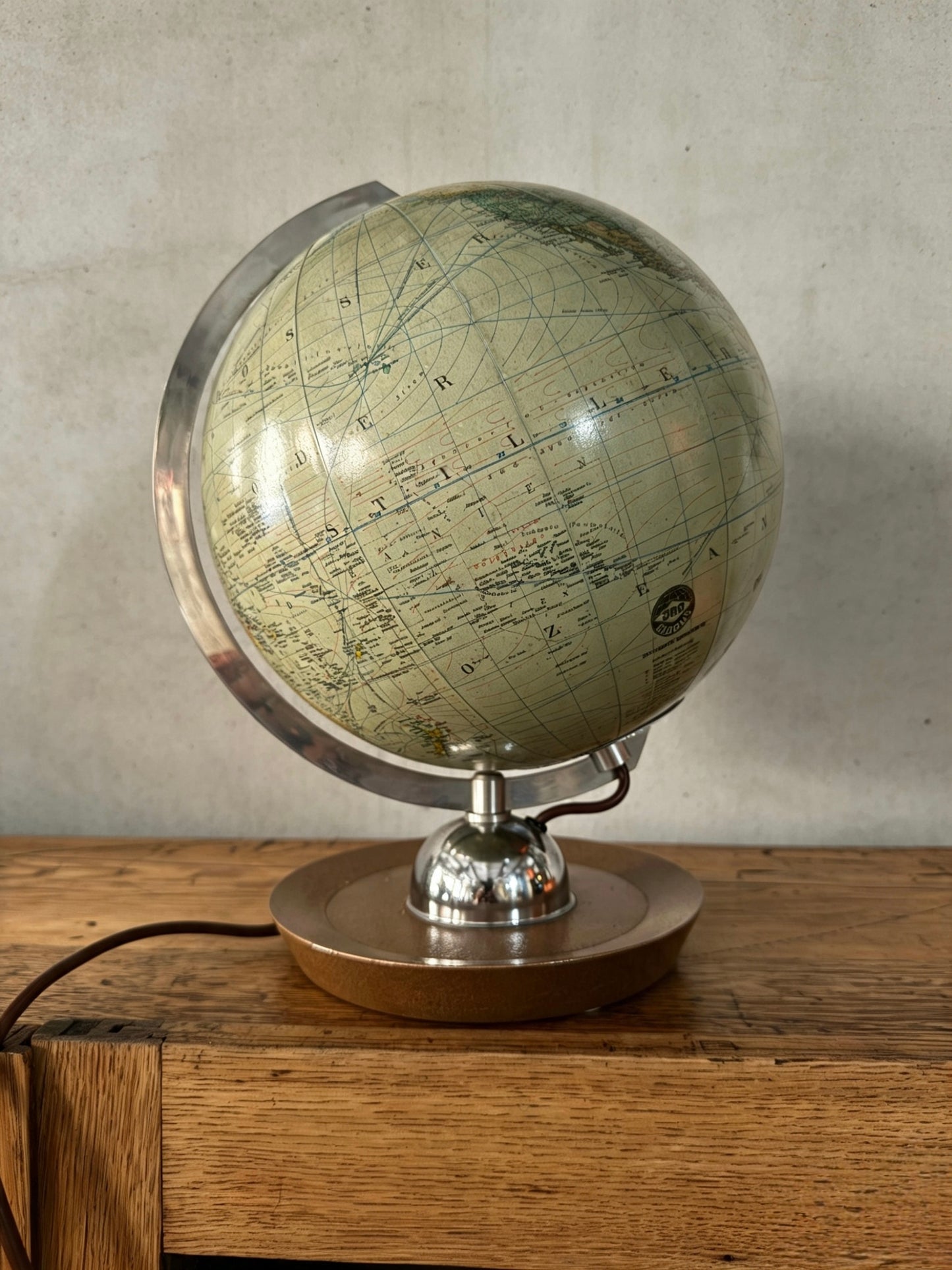 Vintage 1960s German Glass Globe Lamp By JRO Globus Munchen