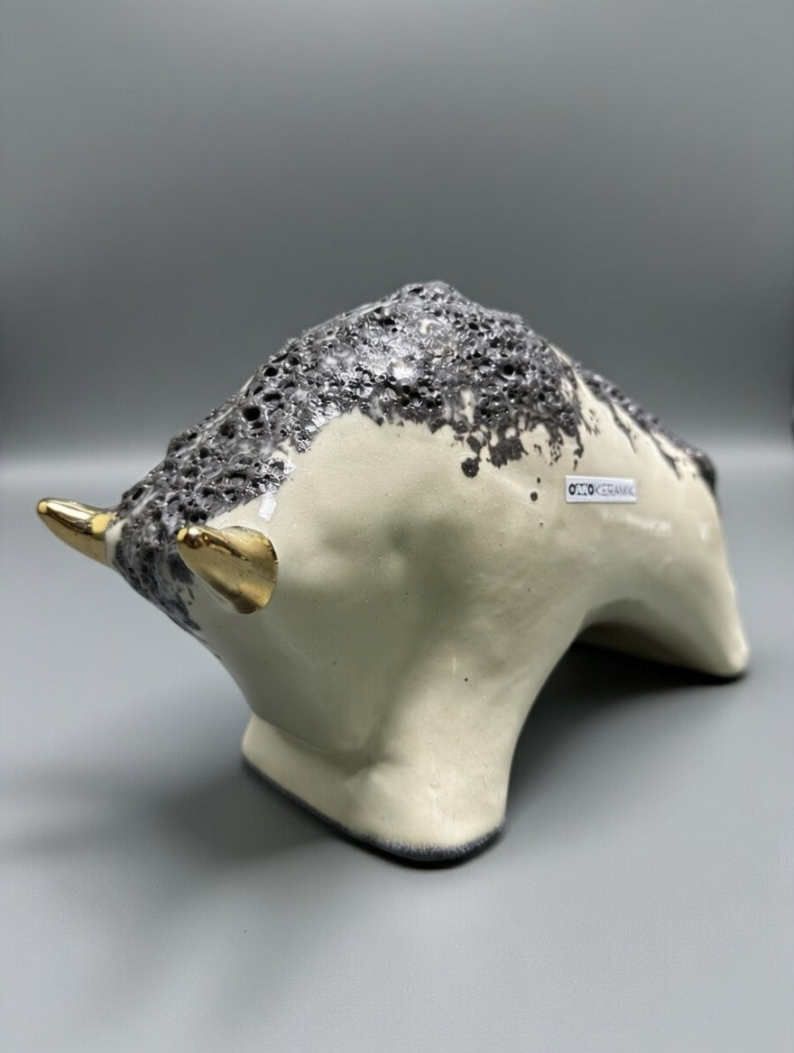 Otto Keramik Gold Edition Ceramic Bull West German Pottery Fat Lava