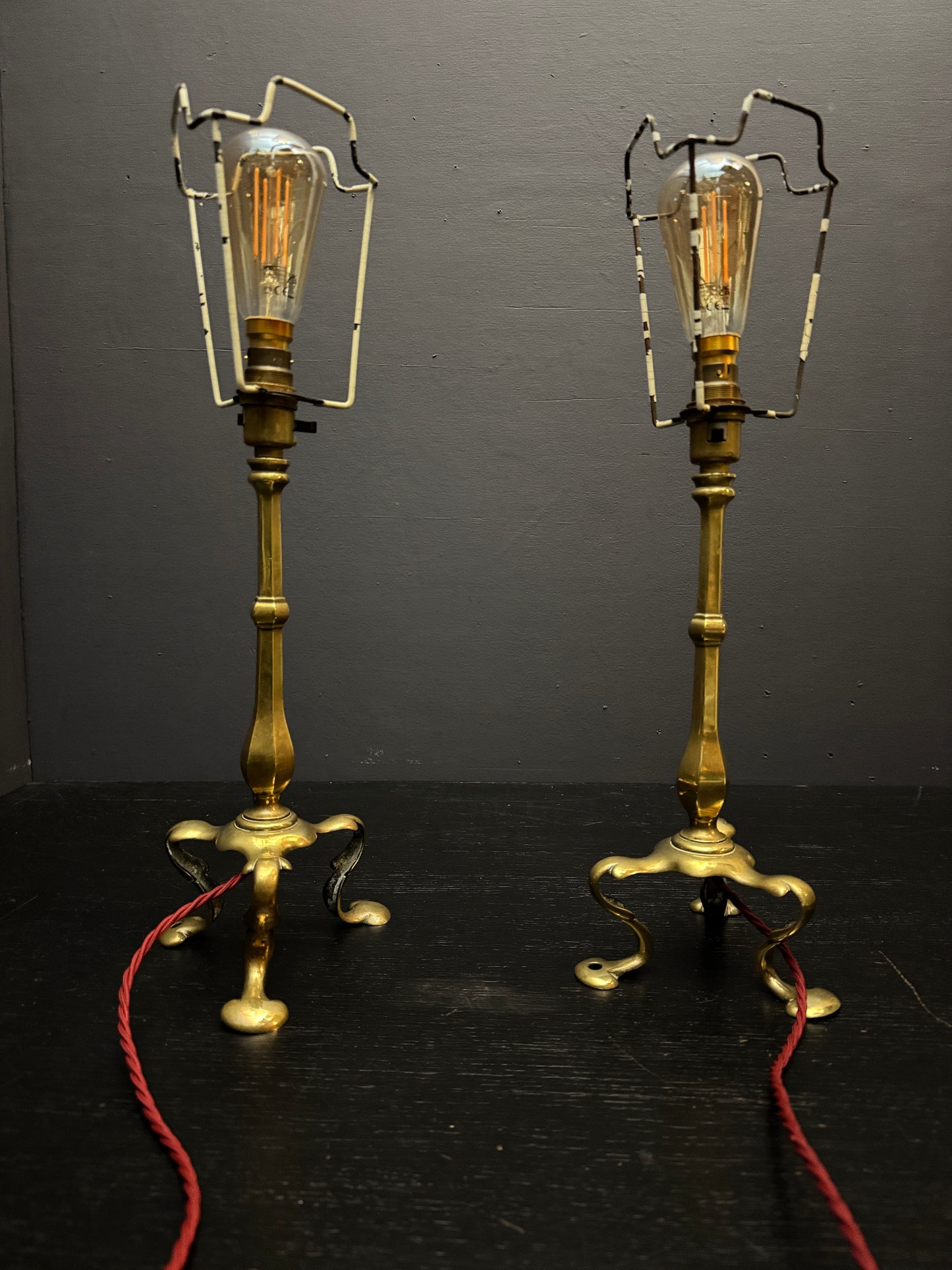 Circa 1910 Pair Of Faraday & Son Brass Pullman Lamps