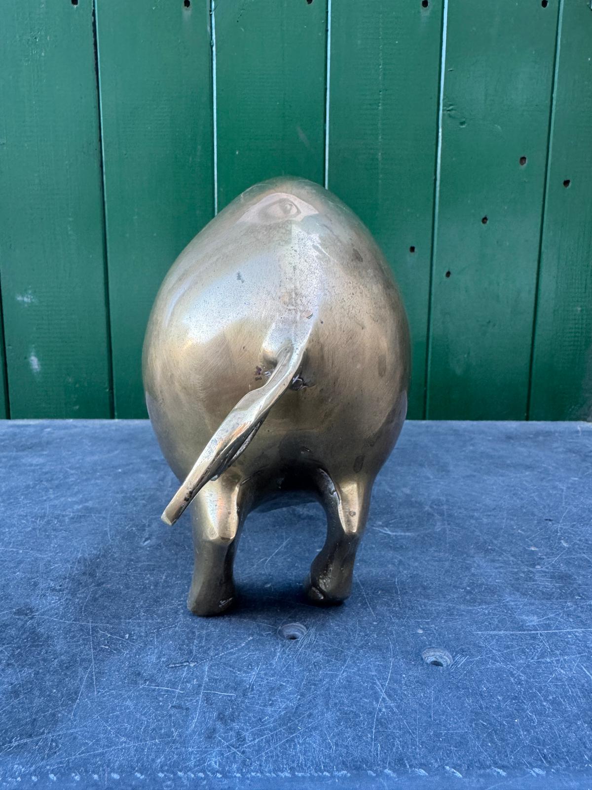 Large Hand Made Brass Piggy Bank English 1920s