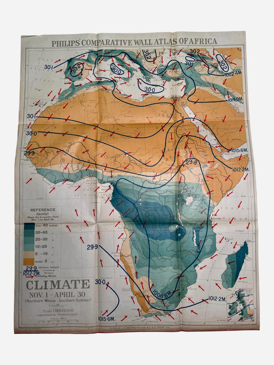 Philips Comparative Wall Atlas Of Africa Circa 1950s