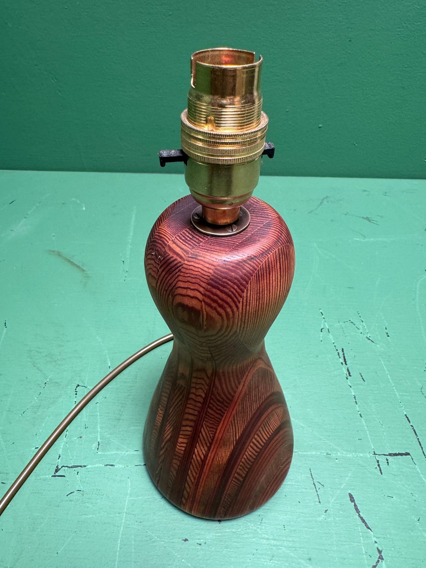 Mid Century 1960s Scandinavian Turned Teak Table Lamp