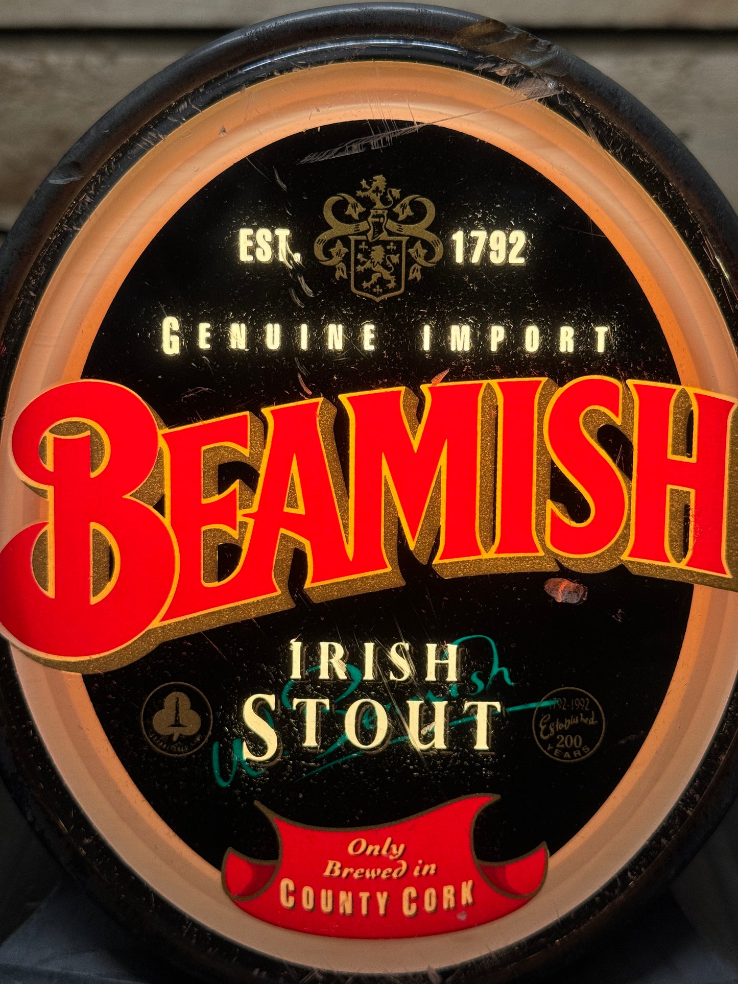 1980s Beamish Irish Stout Advertising Bar Light