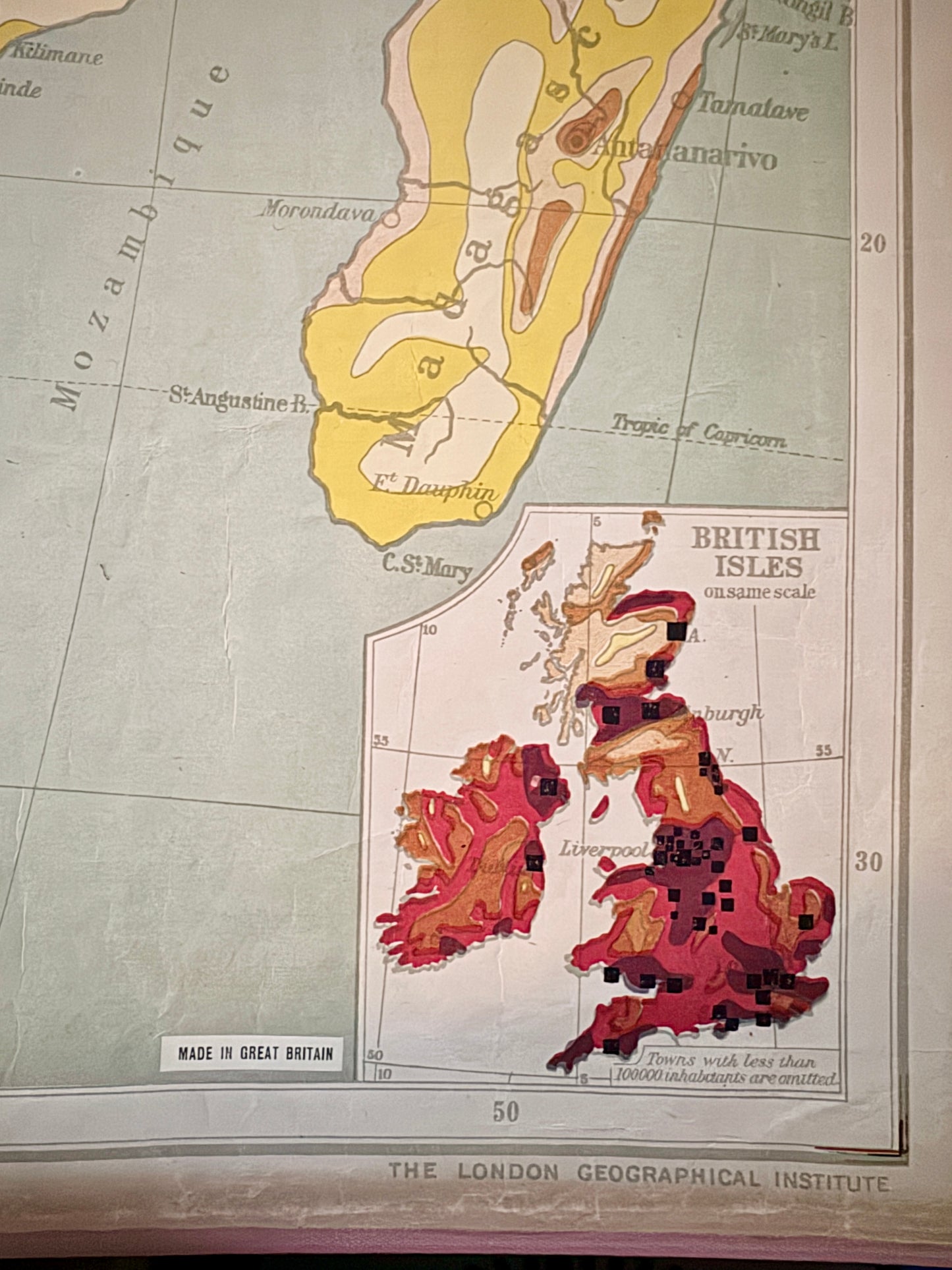 Philips Comparative Wall Atlas Of Africa Circa 1950s