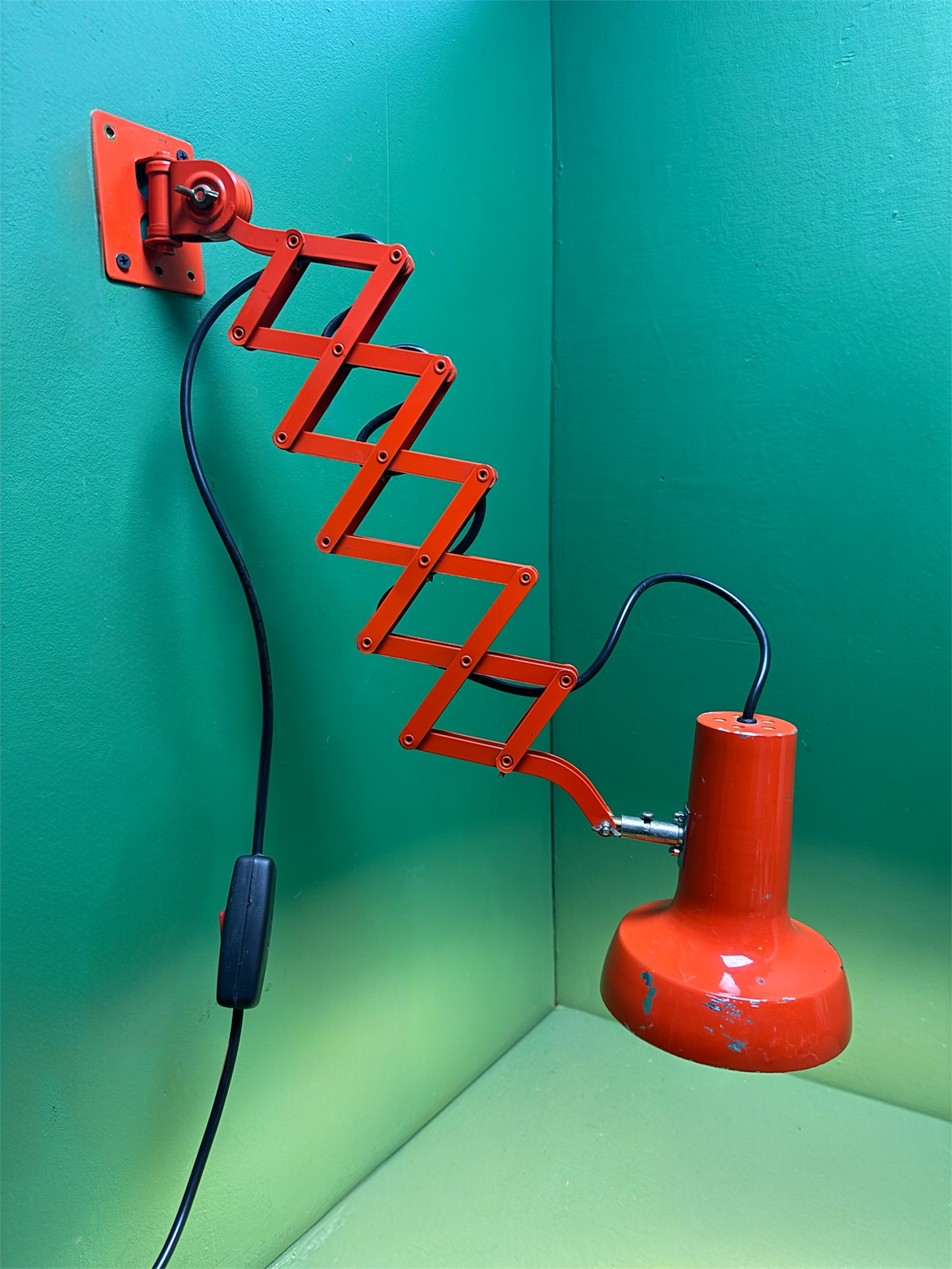 1970s Bright Orange Scissor Lamps By SIS Germany