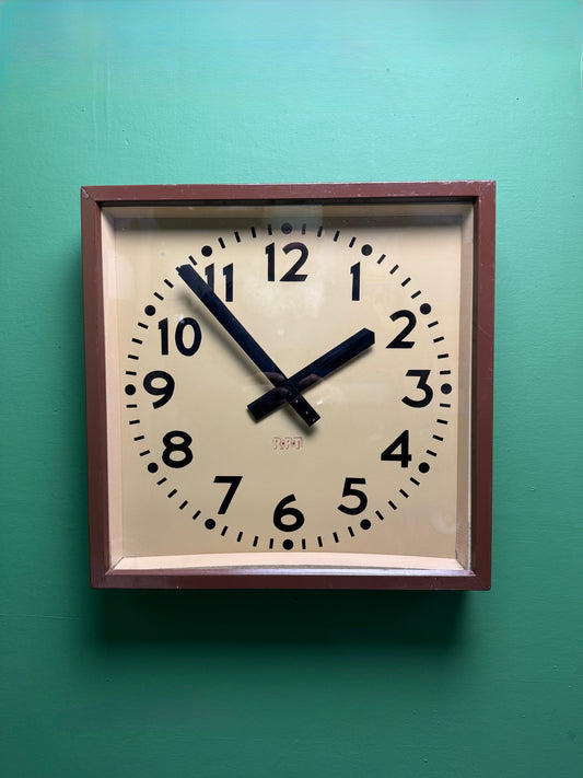 Large 1950s East German Industrial Factory Clock By RFT